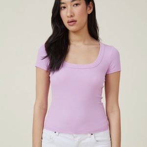 cotton on staple rib scoop neck tee mauve pink xxs
